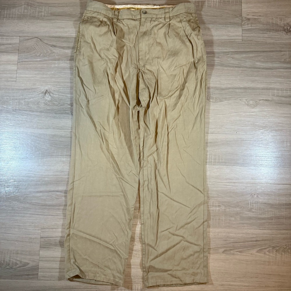 Tommy‎ Bahama Mens Trousers Size 33X32 Silk Bamboo Rayon Front Pleats Straight